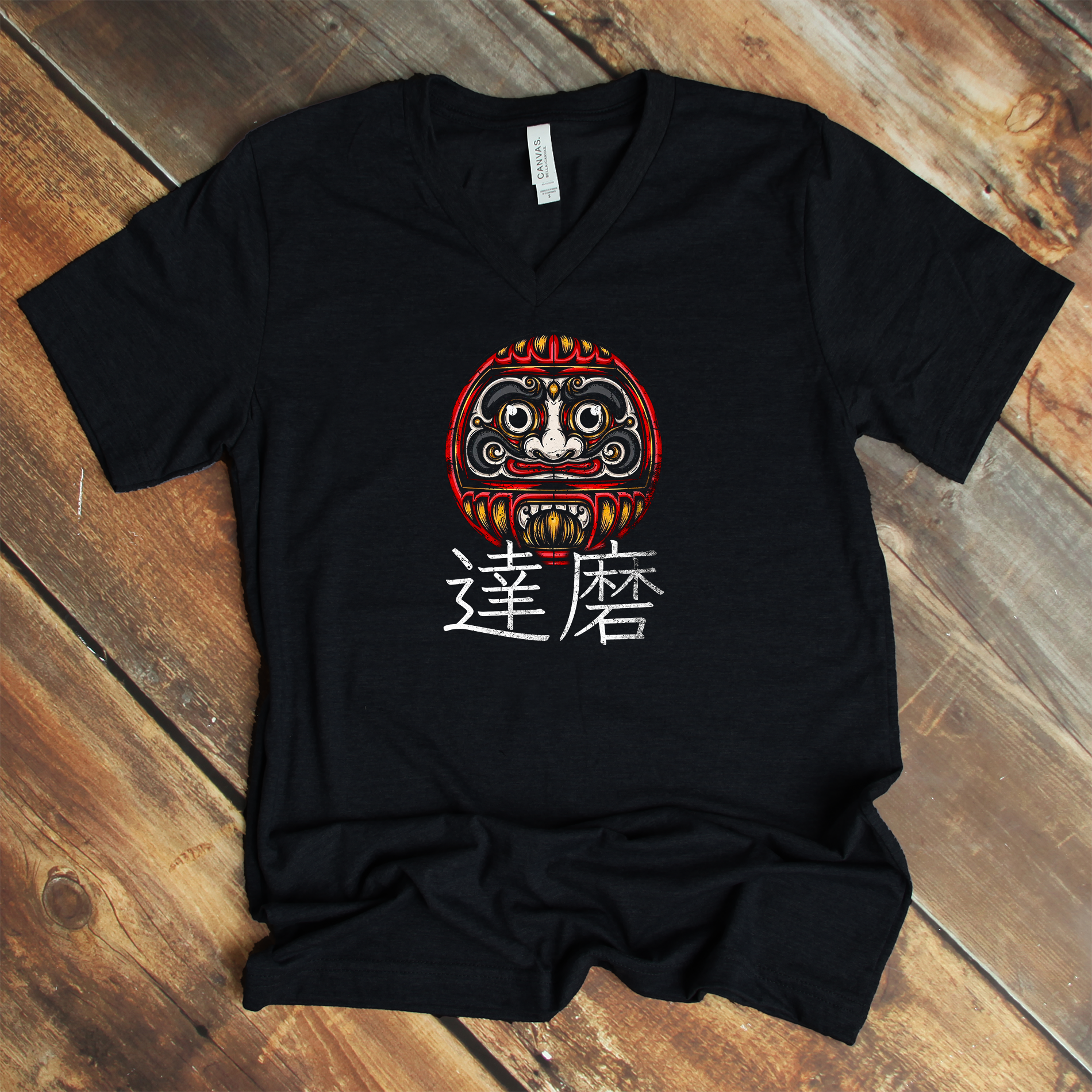 Daruma 達磨 – Japanese Kanji V-Neck – Kanji Soul Daruma 達磨 – Japanese Kanji V-Neck – Kanji Soul
