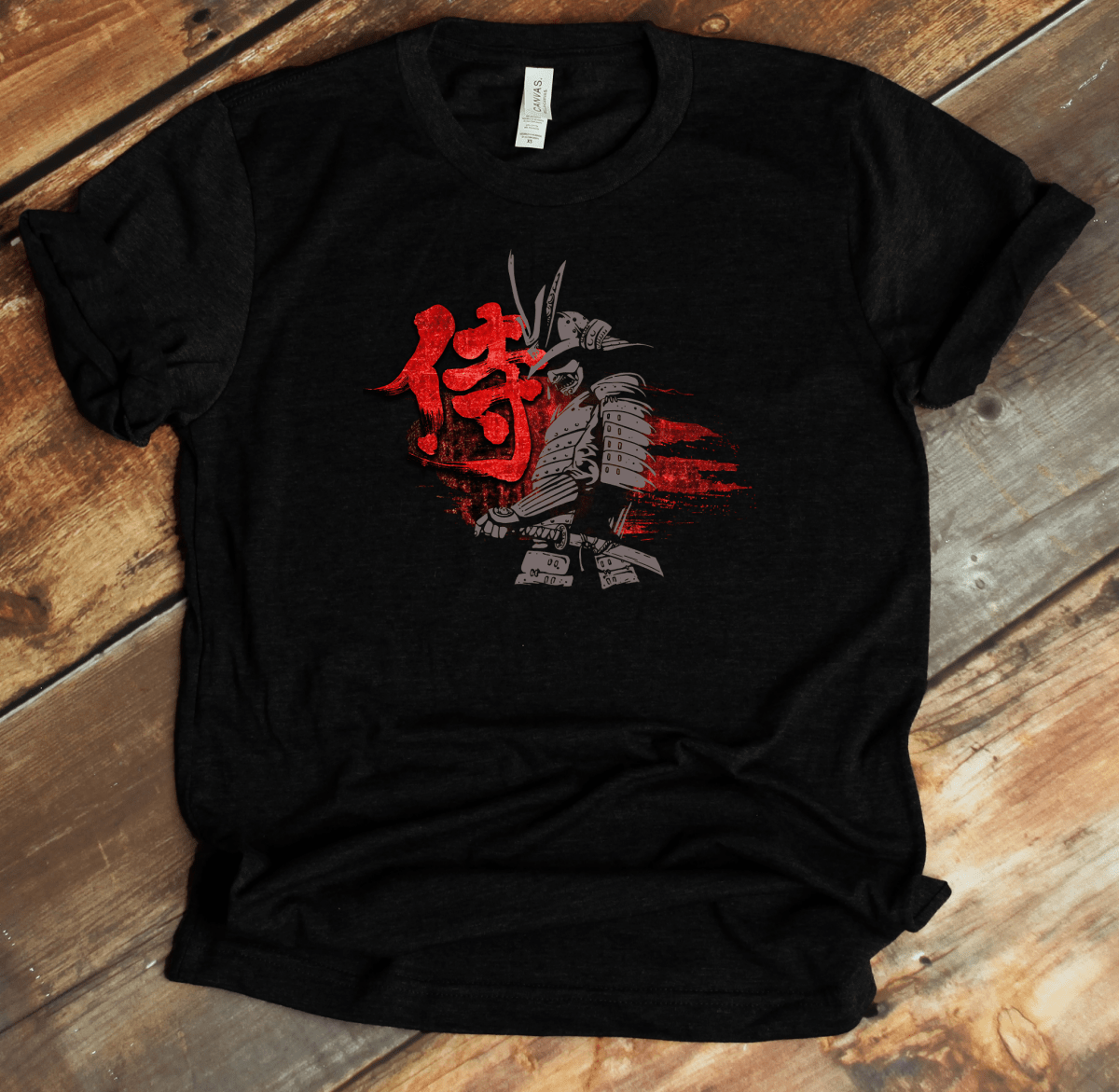 Black Bushido Warrior (Samurai) Kanji Premium T-Shirt - DISCOUNTED - KanjiSoul