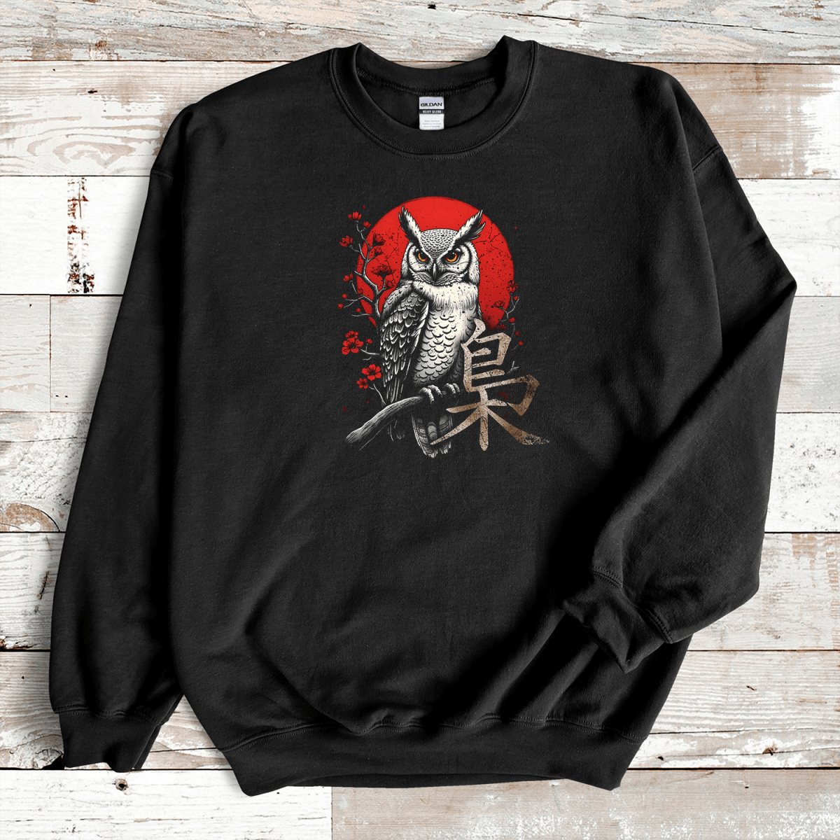 Black Owl Kanji Premium Sweatshirt - KanjiSoul