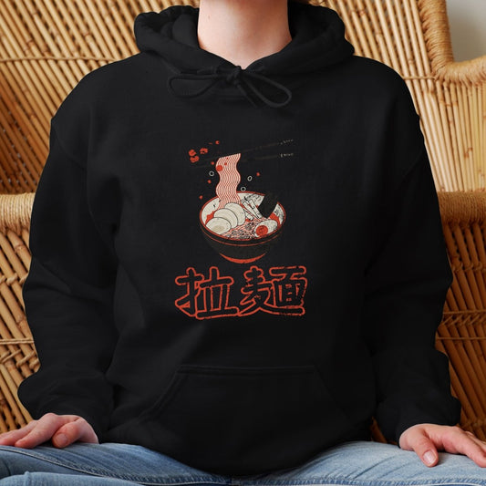 Black Ramen 拉麺 Japanese Kanji Premium Hoodie - Kanji Soul