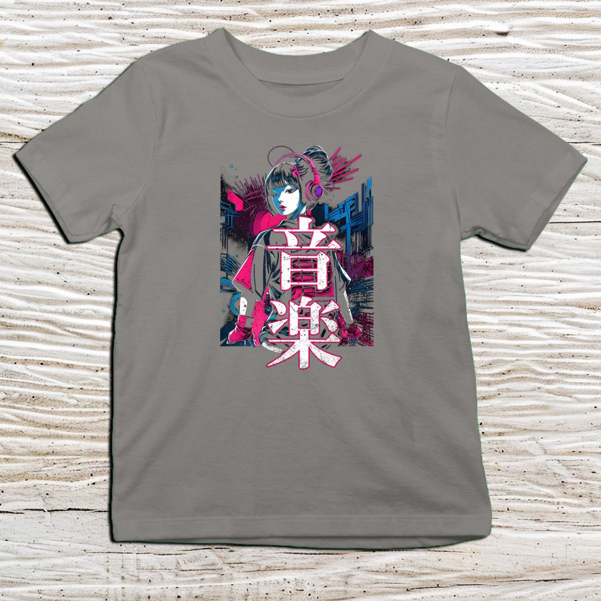 Charcoal Music Techno Kanji Kids T-Shirt – 音楽 Japanese Inspired Shirt - Kanji Soul