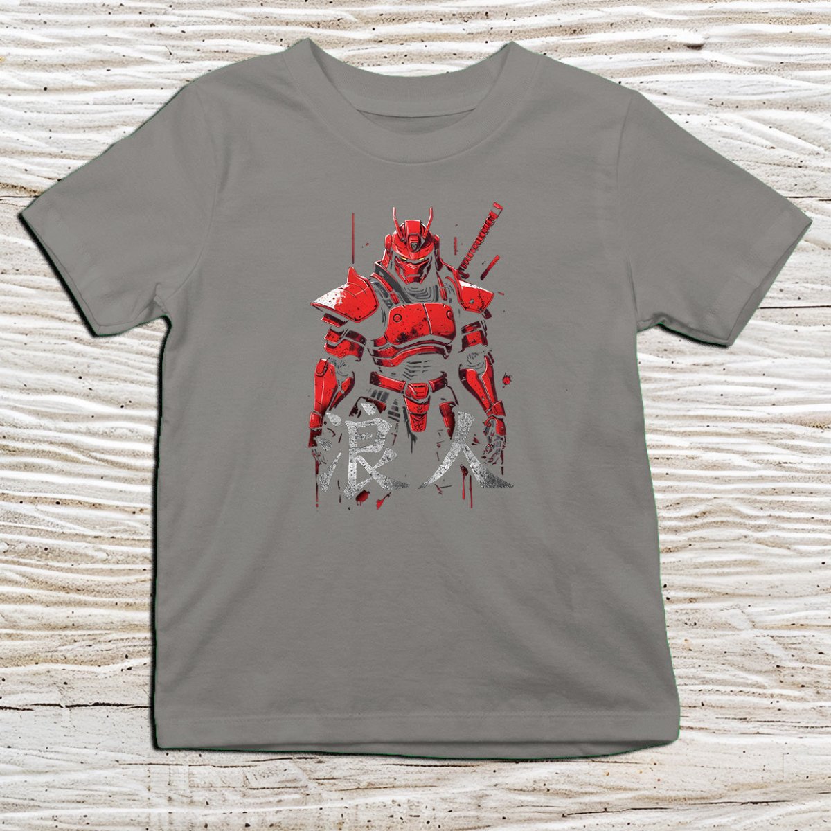 Charcoal Ronin Robot Kanji Kids T-Shirt – 浪人 Japanese Inspired Shirt - Kanji Soul