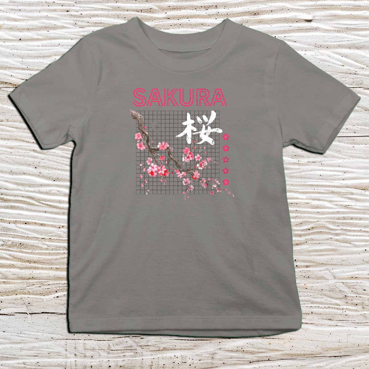 Charcoal Sakura Kanji Kids T-Shirt – 桜 Japanese Inspired Shirt - Kanji Soul