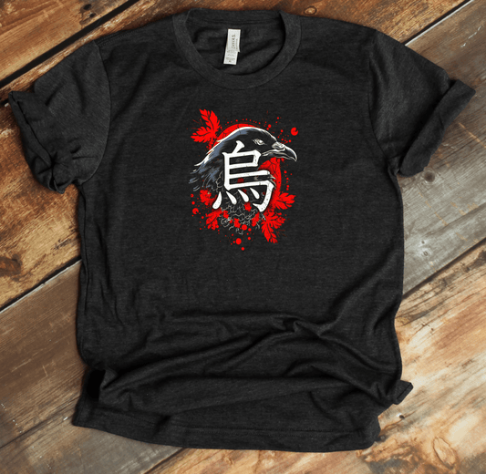 Dark Grey Heather Raven Kanji Premium T-Shirt - KanjiSoul
