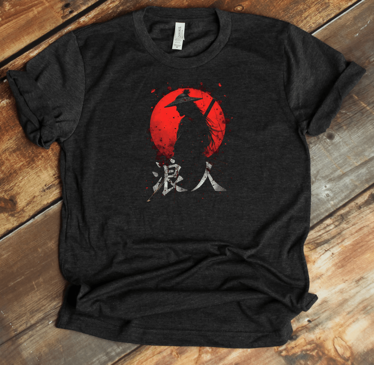 Dark Grey Heather Ronin (Red Sun 4) Kanji Premium T-Shirt - KanjiSoul