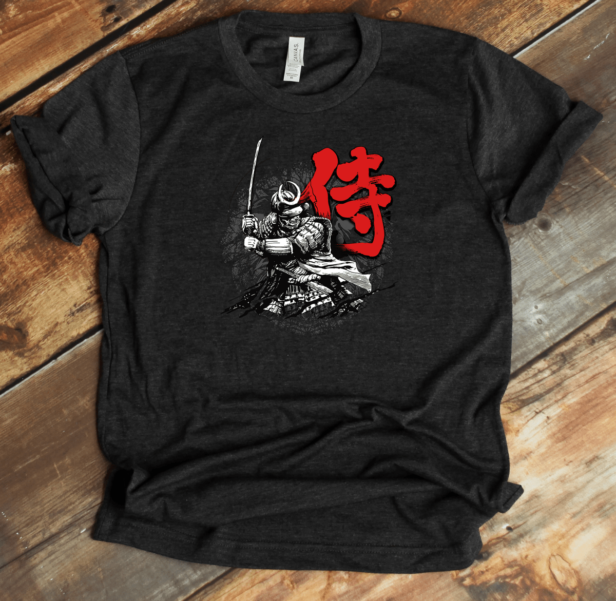 Dark Grey Heather Samurai Kanji Premium T-Shirt - KanjiSoul