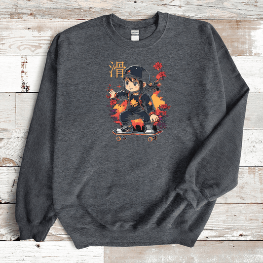 Dark Heather Skater Kanji Premium Sweatshirt - KanjiSoul