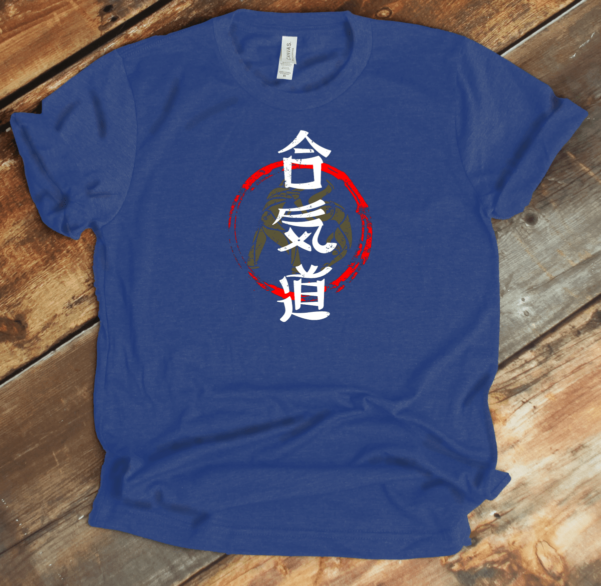 Heather True Royal Aikido Kanji Premium T-Shirt - KanjiSoul