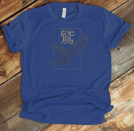 Heather True Royal Eagle Kanji Premium T-Shirt - KanjiSoul