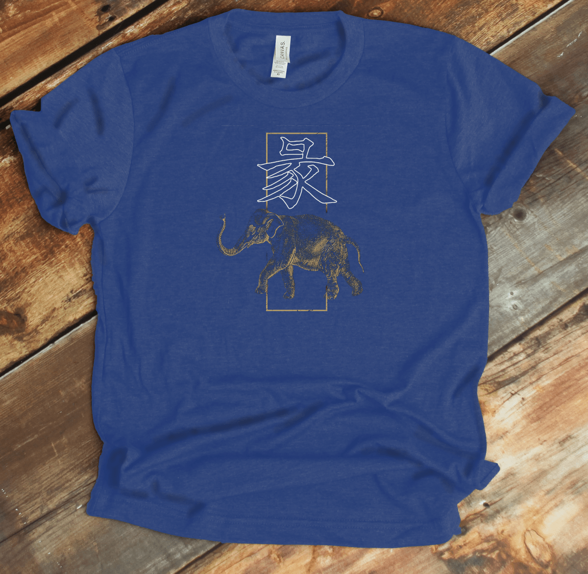 Heather True Royal Elephant Kanji Premium T-Shirt - KanjiSoul