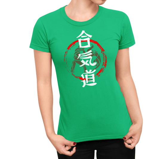 Irish Green Aikido Kanji Japanese Inspired Women's Shirt - Kanji Soul