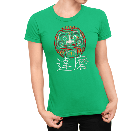 Irish Green Daruma Japanese Kanji Women's Graphic Shirt - Kanji Soul