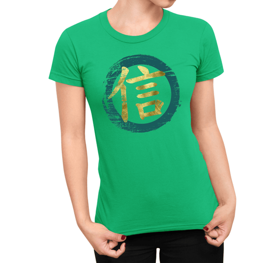Irish Green Japanese Kanji for Faith Women's Shirt - Kanji Soul