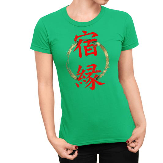 Irish Green Karma Kanji Japanese Inspired Women's Shirt - Kanji Soul