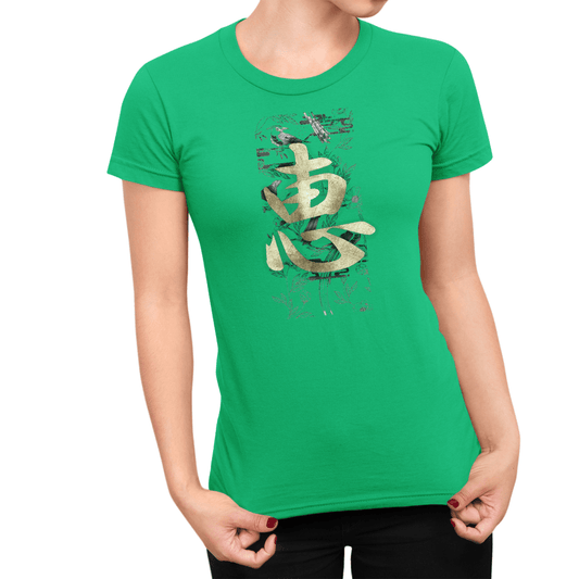 Irish Green Women's Japanese Kanji Blessing Symbol Shirt - Kanji Soul