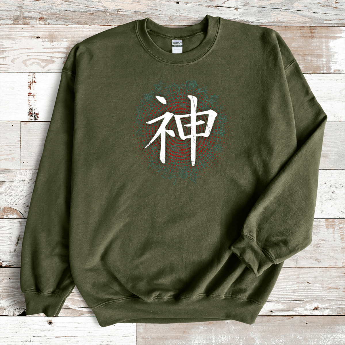Military Green Kami Kanji Premium Sweatshirt - KanjiSoul