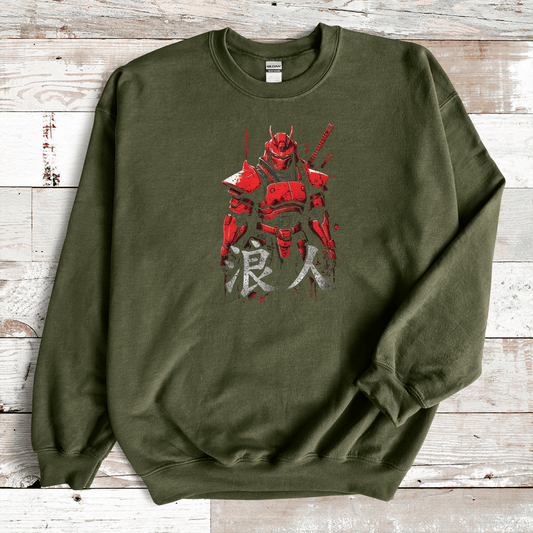 Military Green Ronin Robot Kanji Premium Sweatshirt - KanjiSoul