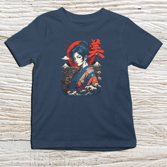 Navy Beauty Kanji Kids T-Shirt – 美 Japanese Inspired Shirt - Kanji Soul