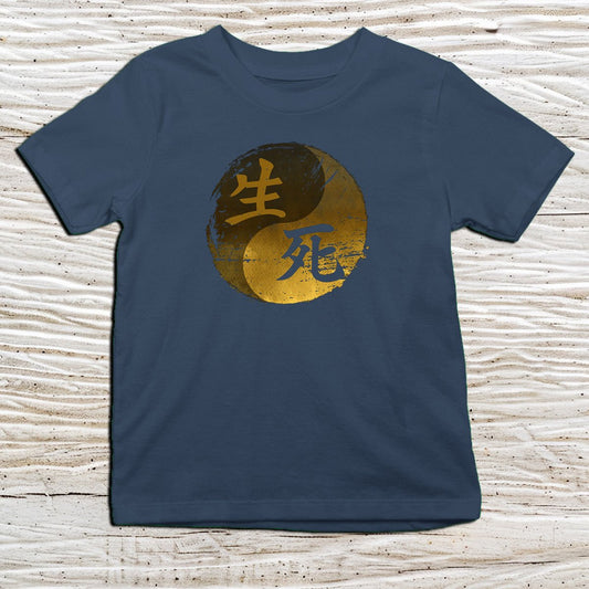 Navy Life and Death Kanji Kids T-Shirt – 生死 Japanese Inspired Shirt - Kanji Soul