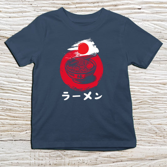 Navy Ramen Minimalist Kanji Kids T-Shirt – 拉麺 Japanese Inspired Shirt - Kanji Soul