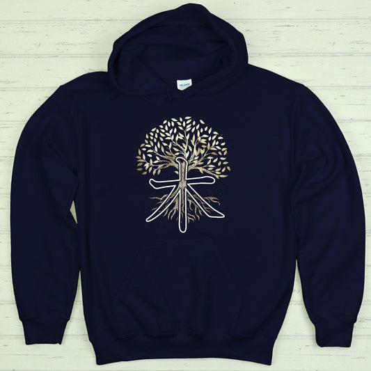 Navy Tree 木 Japanese Kanji Premium Hoodie - Kanji Soul