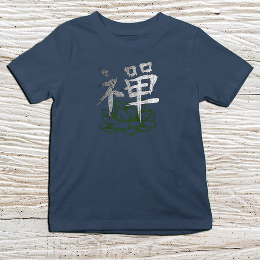 Navy Zen Circle Kanji Kids T-Shirt – 禅 Japanese Inspired Shirt - Kanji Soul