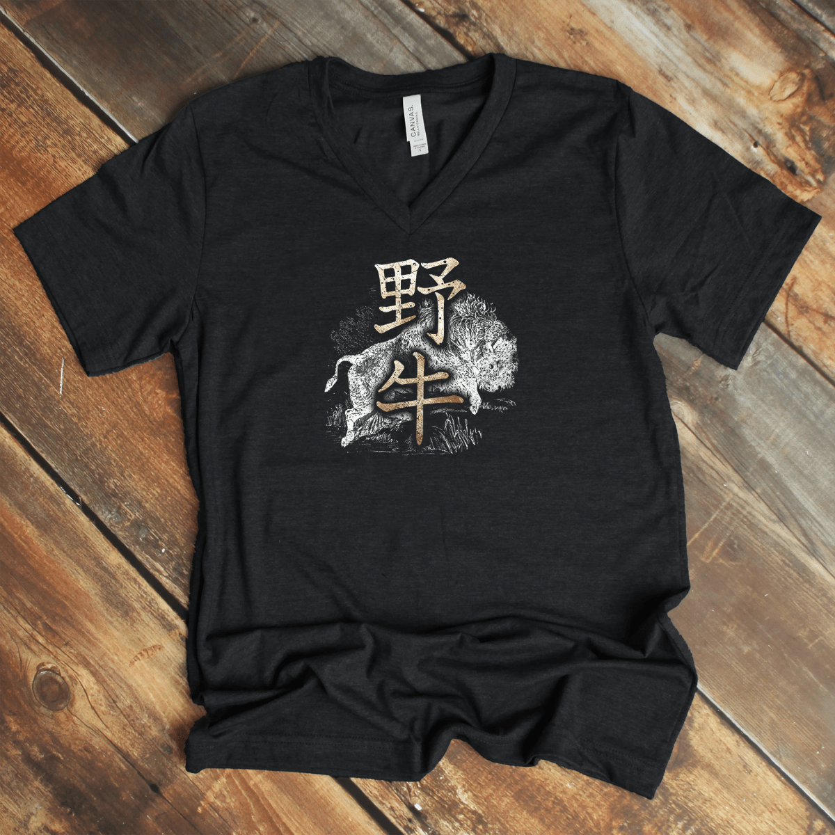 S Buffalo 水牛 – Japanese Kanji V - Neck Shirt - KanjiSoul