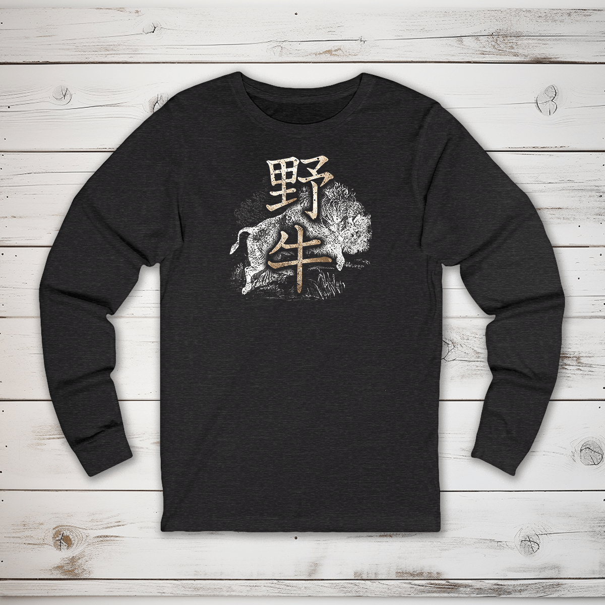 S Buffalo Kanji Long Sleeve T-Shirt - KanjiSoul