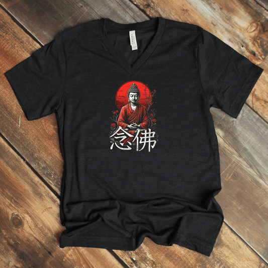 S Nembutsu 念仏 – Japanese Kanji V - Neck Shirt - KanjiSoul