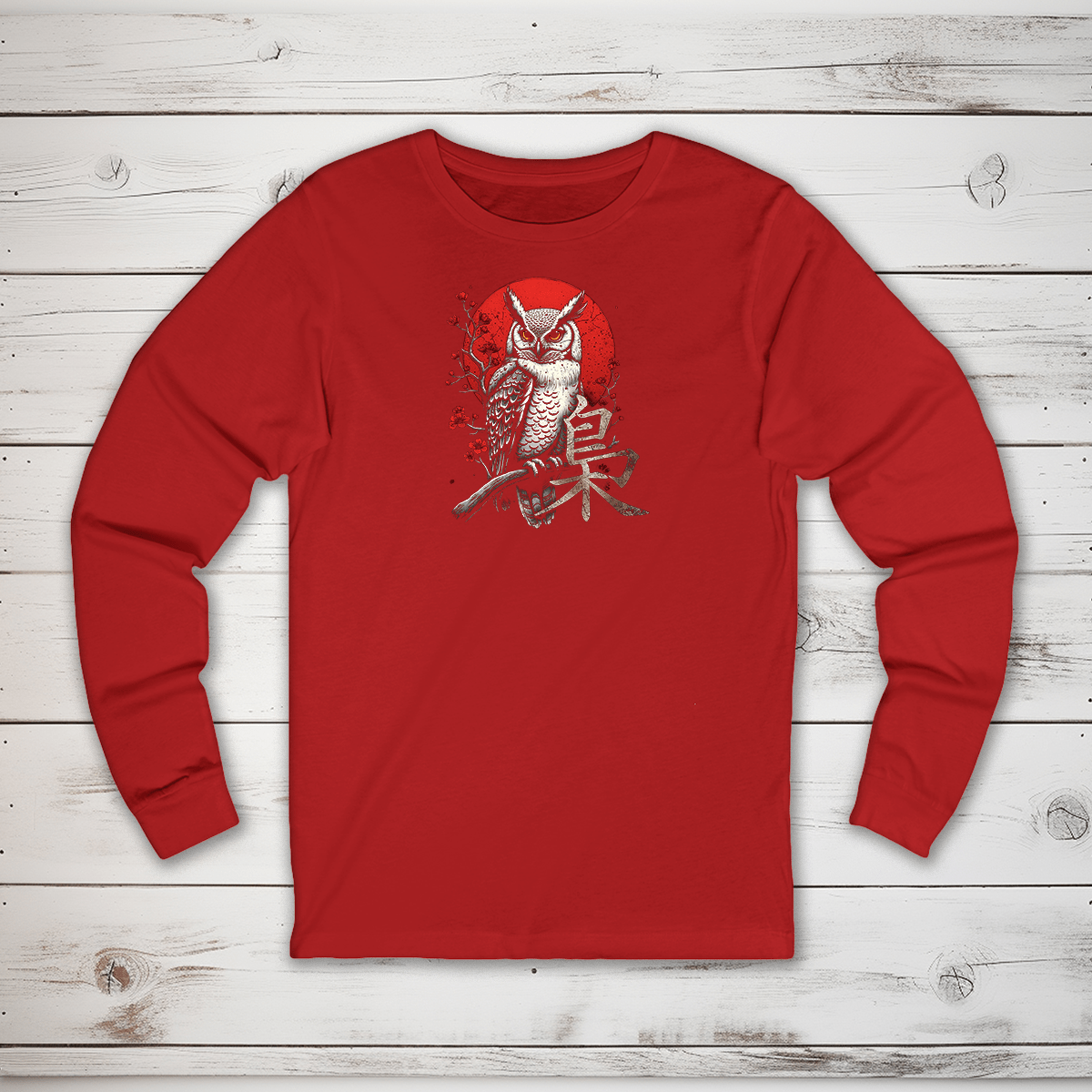 S Owl Kanji Long Sleeve T-Shirt - KanjiSoul