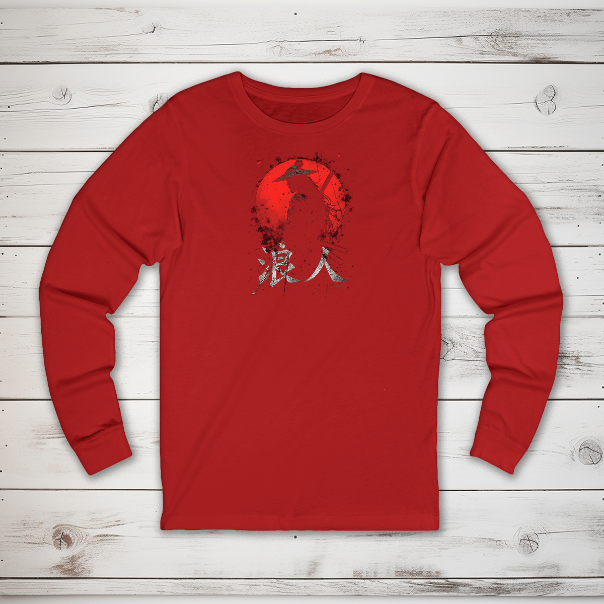 S Ronin (Red Sun 4) Kanji Long Sleeve T-Shirt - KanjiSoul