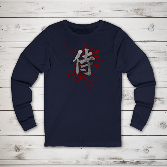 S Samurai Blood Kanji Long Sleeve T-Shirt - KanjiSoul