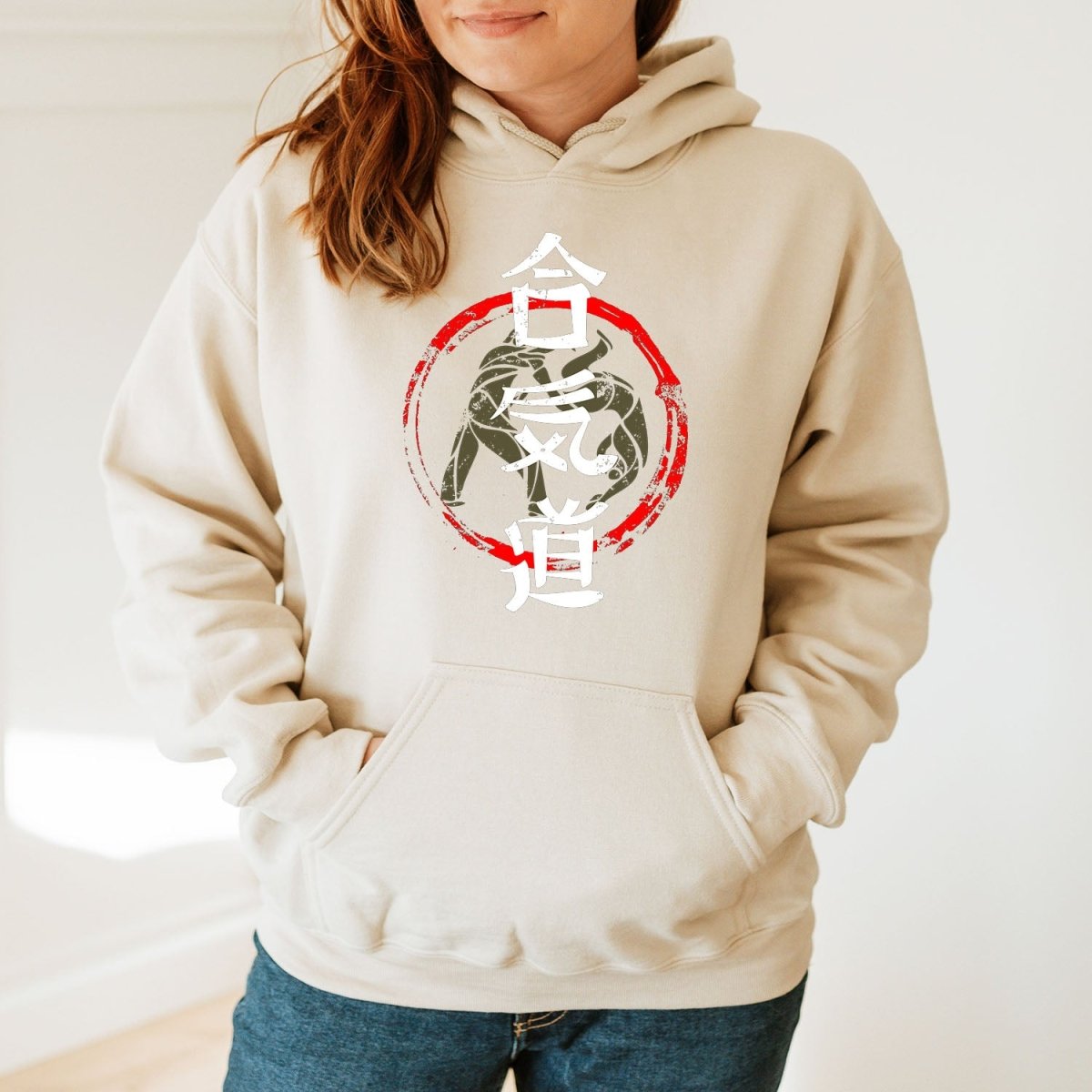Sand Aikido 合気道 Japanese Kanji Premium Hoodie - Kanji Soul