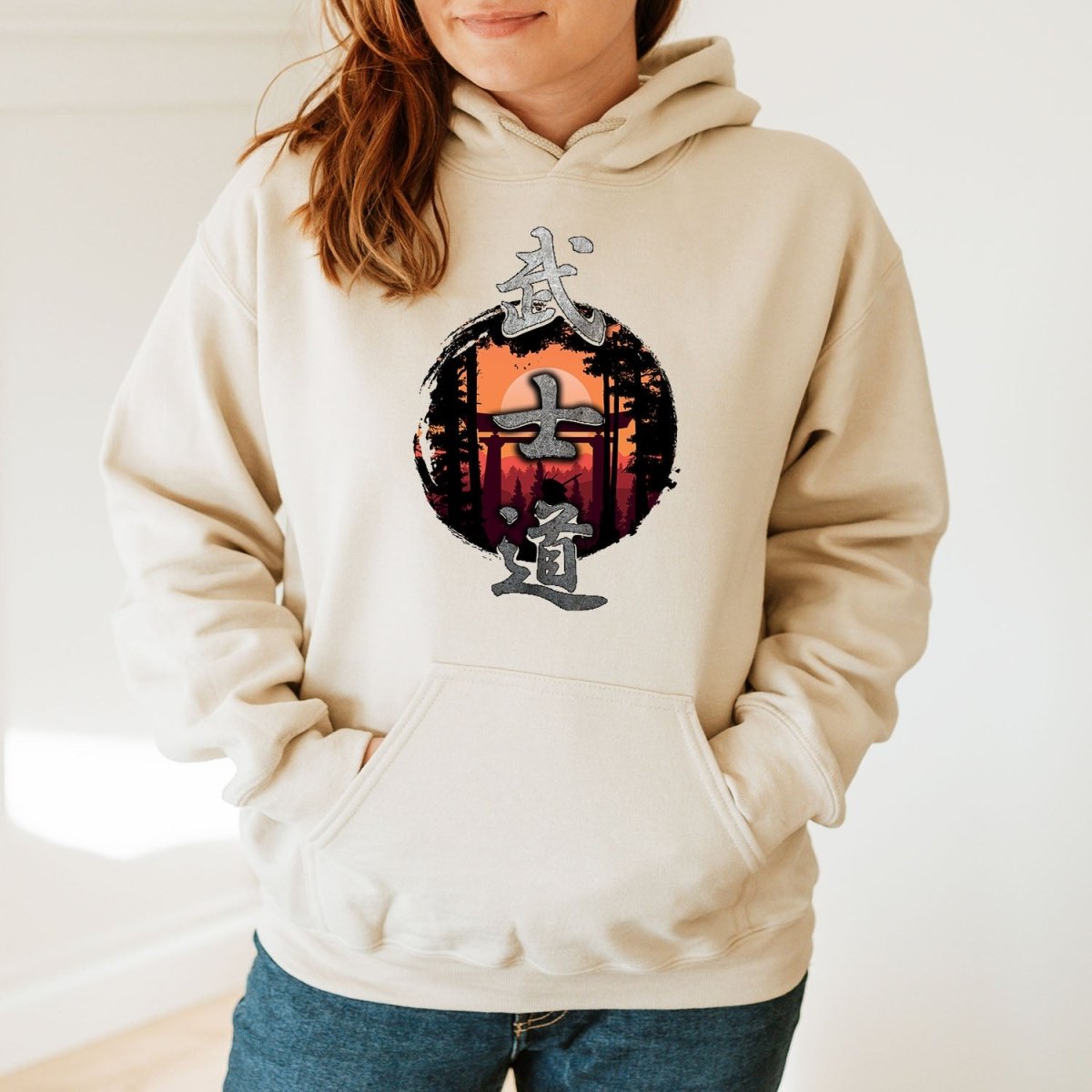 Sand Bushido 武士道 Japanese Kanji Premium Hoodie - Kanji Soul