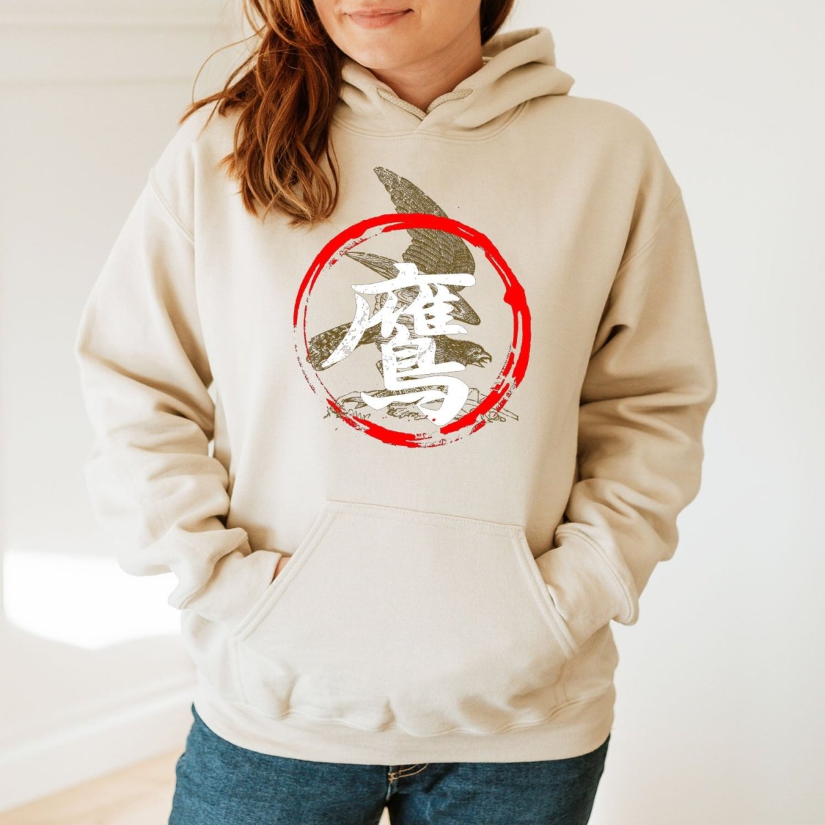 Sand Hawk 鷹 Japanese Kanji Premium Hoodie - Kanji Soul