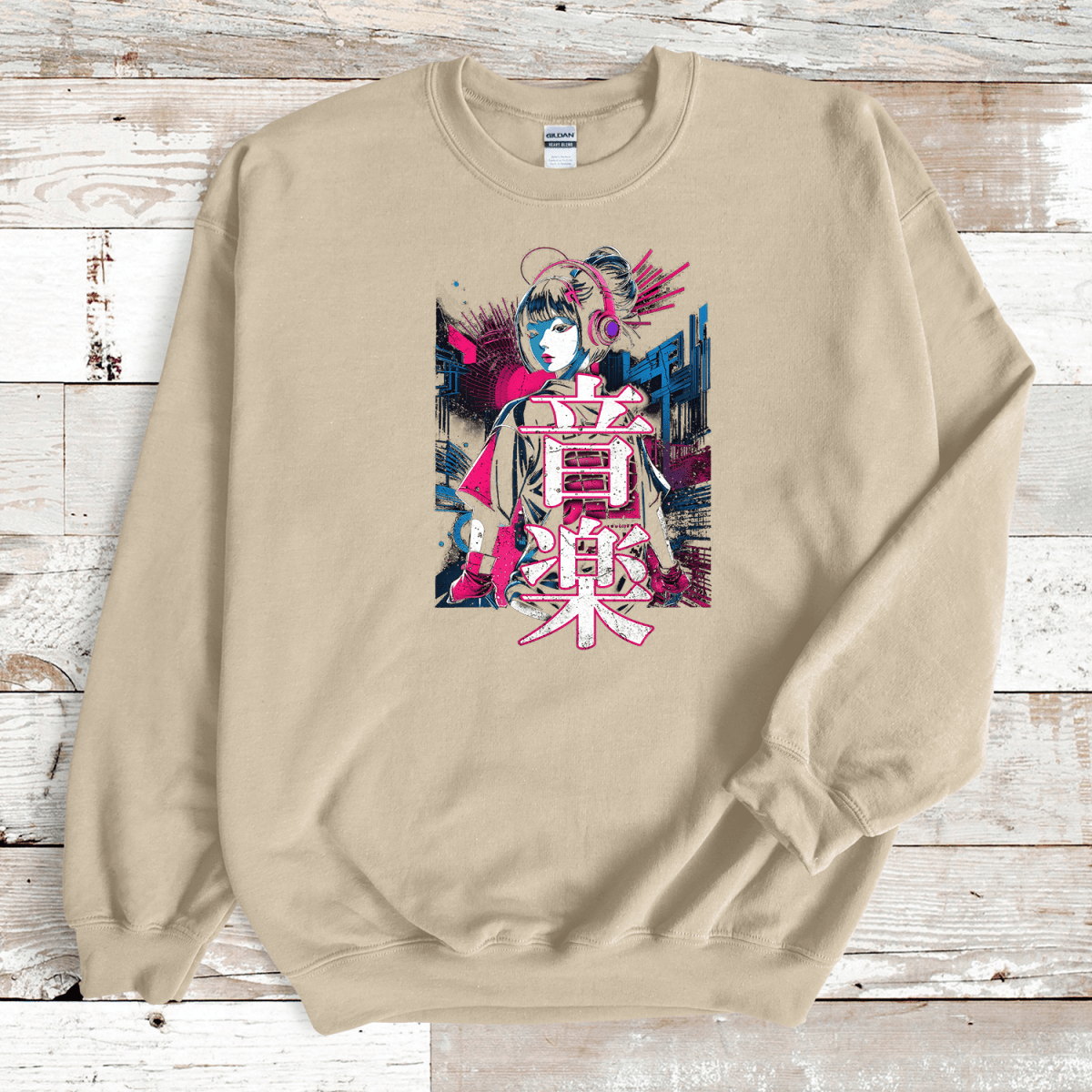 Sand Music 音楽 Japanese Kanji Cyberpunk Sweatshirt - Kanji Soul