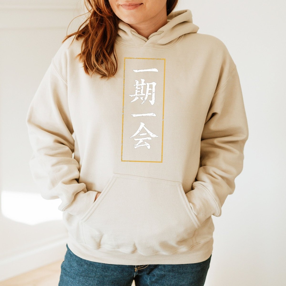 Sand One Time One Meeting 一期一会 Japanese Kanji Hoodie - Kanji Soul