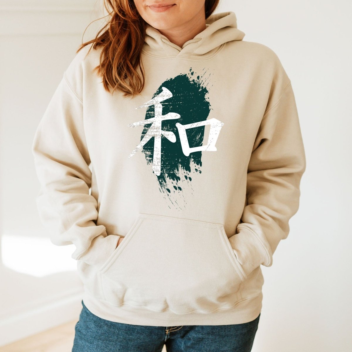 Sand Peace 和 Japanese Kanji Premium Hoodie - Kanji Soul