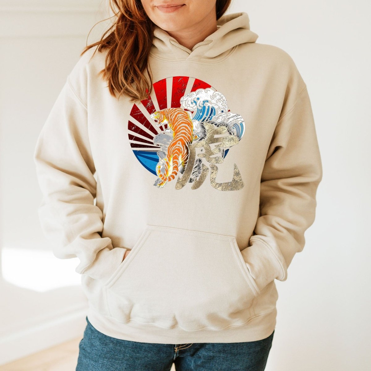 Sand Tiger 虎 Japanese Kanji Premium Hoodie - Kanji Soul
