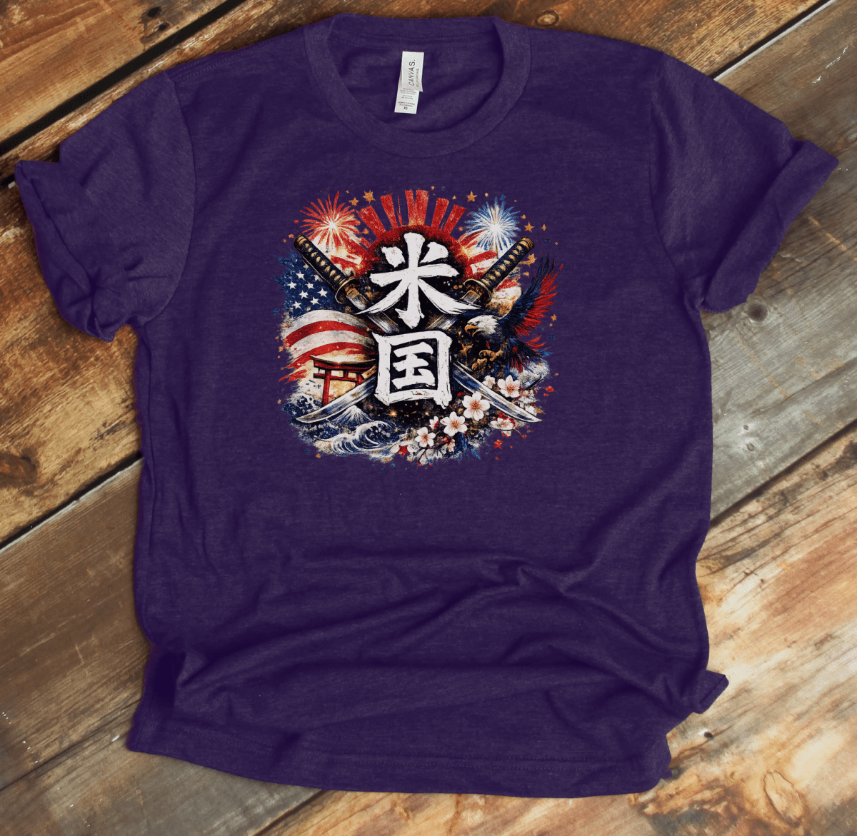 XS American Spirit Japanese Kanji Patriotic Unisex T-Shirt - Kanji Soul