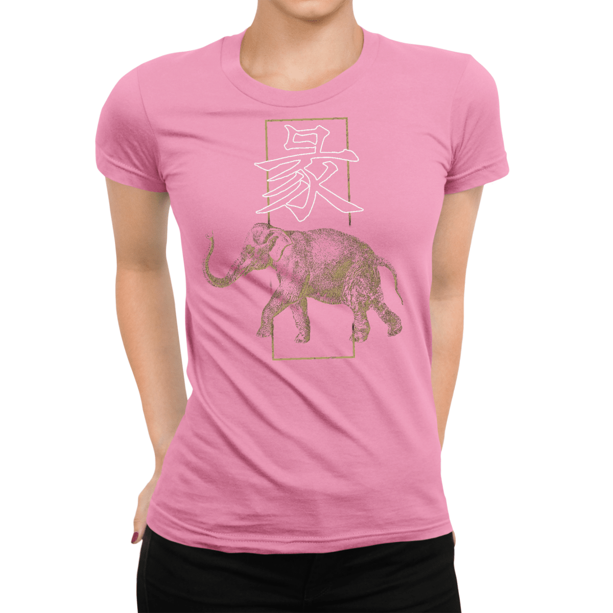 Azalea Elephant Japanese Kanji Women's Graphic Shirt - Kanji Soul