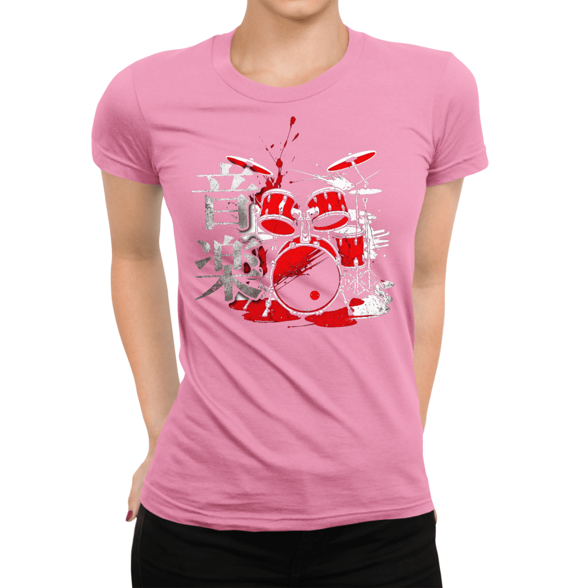 Azalea Music Drummer Symbol Japanese Graphic Shirt for Women - Kanji Soul