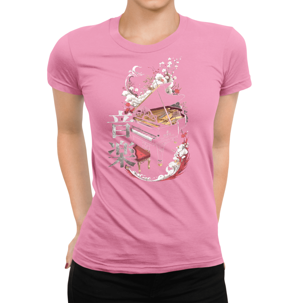 Azalea Music Piano Japanese Kanji Women's Graphic Shirt - Kanji Soul