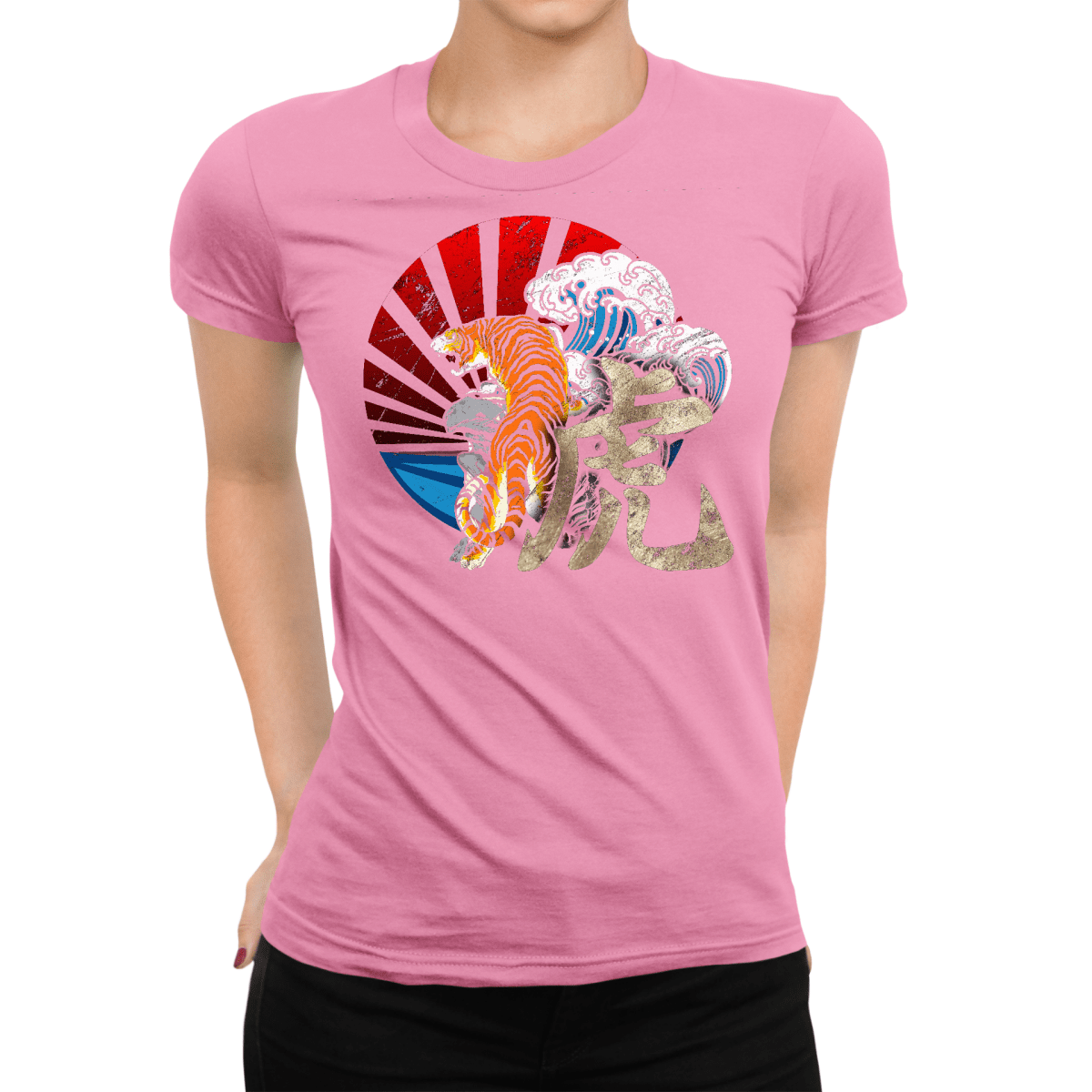 Azalea Tiger Symbol Japanese Graphic Shirt for Women - Kanji Soul