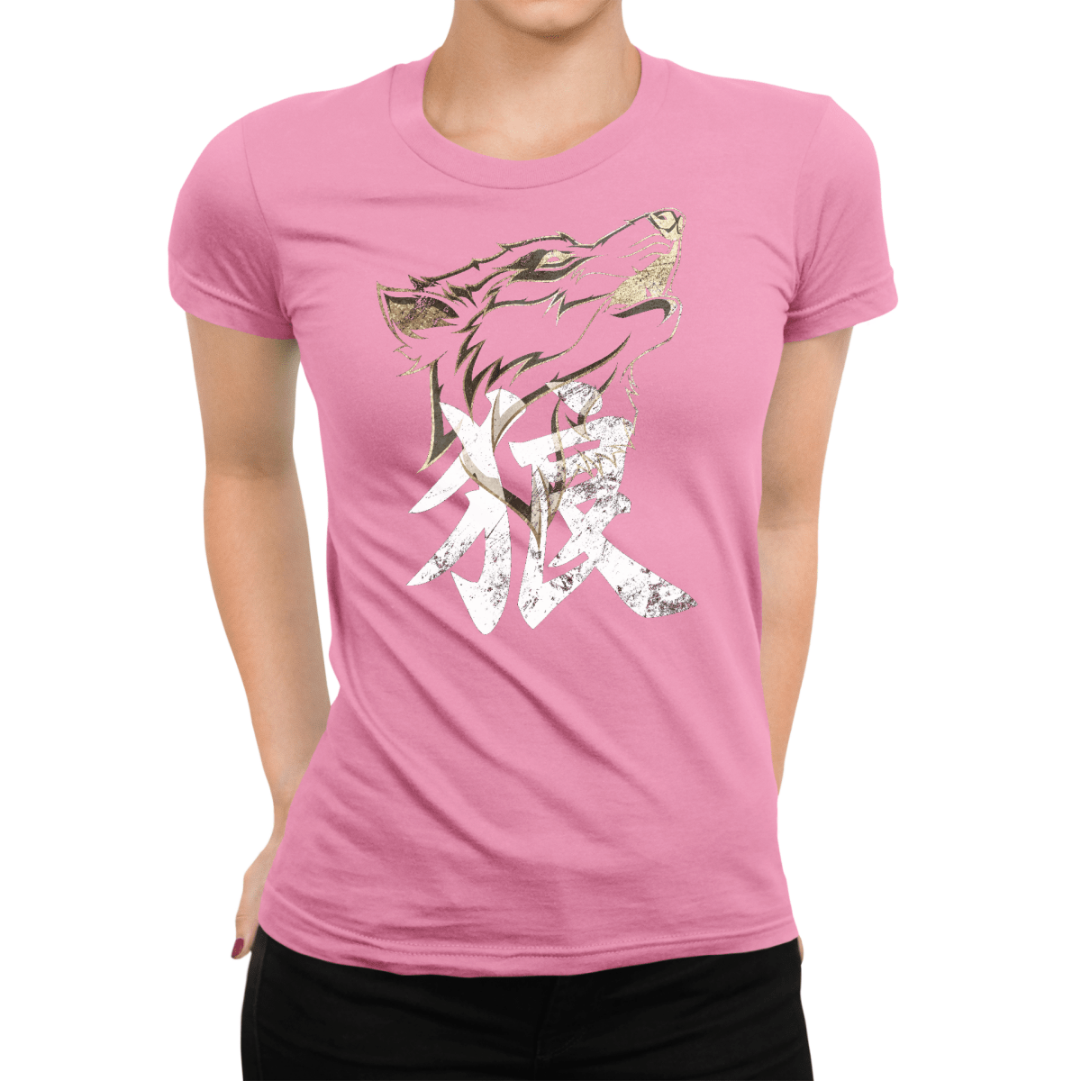 Azalea Wolf Japanese Kanji Women's Graphic Shirt - Kanji Soul