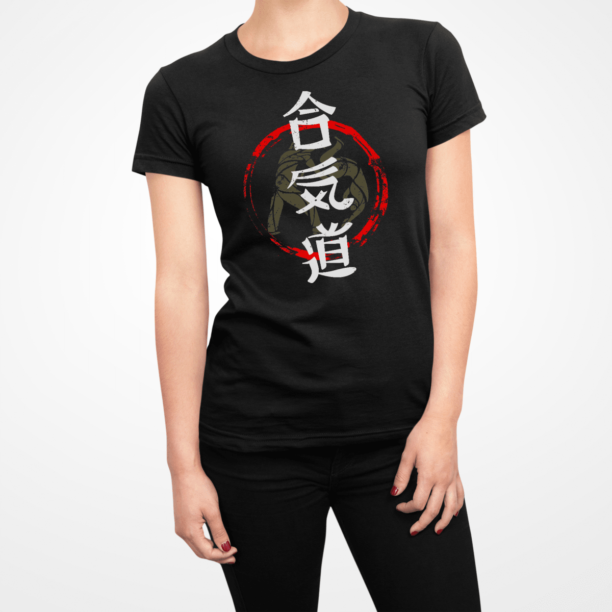 Black Aikido Kanji Japanese Inspired Women's Shirt - Kanji Soul
