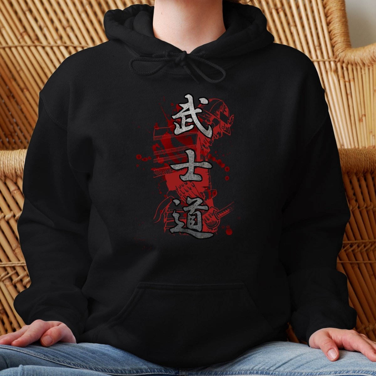 Black Bushido Blood 武士道 Japanese Kanji Premium Hoodie - Kanji Soul