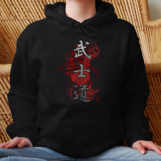 Black Bushido Blood 武士道 Japanese Kanji Premium Hoodie - Kanji Soul