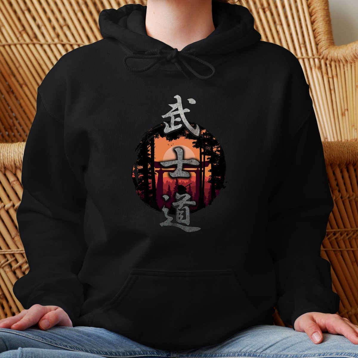 Black Bushido 武士道 Japanese Kanji Premium Hoodie - Kanji Soul