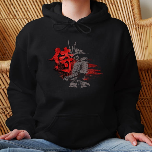 Black Bushido Warrior 侍 Japanese Kanji Premium Hoodie - Kanji Soul